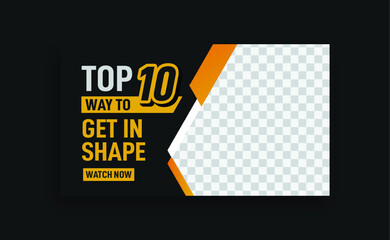 eye-catching youtube thumbnail design template gym and fitness training, exercise  and web banner template Vector design