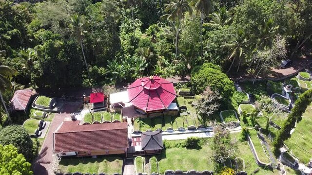 Bali, Indonesia - Drone Aerial Chinese Cemetery and Koncho Kongco Monastery The Oldest in Bali