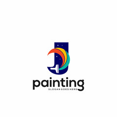 J letter logo and paint drop design combination, Colorful logo template art