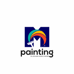 Fototapeta na wymiar M letter logo and paint drop design combination, Colorful logo template art