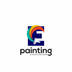 E letter logo and paint drop design combination, Colorful logo template art