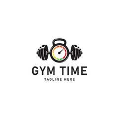 Obraz na płótnie Canvas Gym time and Fitness Logo Template design vector