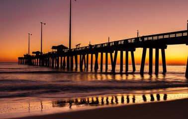 Jennette's Fishing Pier in Nags Head , North Carolina at sunrise.