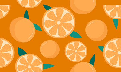 Seamless Pattern orange fruit on orange background