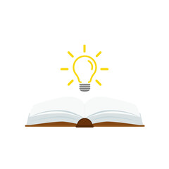open book with light bulb concept, can use for, landing page, template, ui, mobile app, poster, banner, flyer.vector illustration .