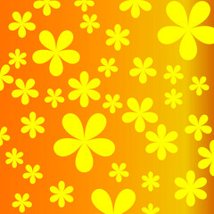Fototapeta na wymiar wallpaper with yellow flowers on an orange-yellow background