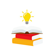 open book with light bulb concept, can use for, landing page, template, ui, mobile app, poster, banner, flyer.vector illustration .