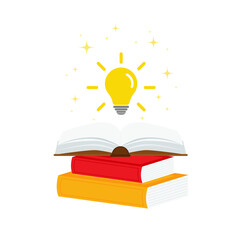 open book with light bulb concept, can use for, landing page, template, ui, mobile app, poster, banner, flyer.vector illustration .