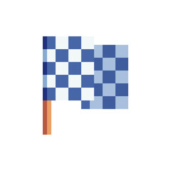 Checkered flag. Pixel art icon. Auto Moto racing. Game assets. Isolated abstract vector illustration. 8-bit sprite. 