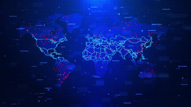 Number of count of people infected computers infected virus loop Animation. Global hacking attack. infected computers and devices Warning message on screen, coronavirus outbreak, worldwide statistics.