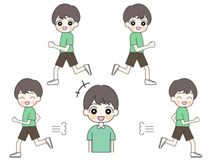 ジャンプをする　子ども　イラストセット