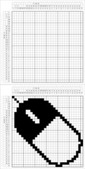 Computer Mouse Icon Nonogram Pixel Art, Logic Puzzle Game Griddlers, Pic-A-Pix, Picture Paint By Numbers, Picross, Computer Digital Input Device