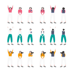 子供／小学生／人物の全身フラットイラスト素材