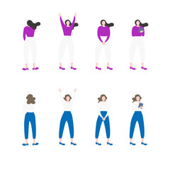 女性／母親／人物の全身フラットイラスト素材