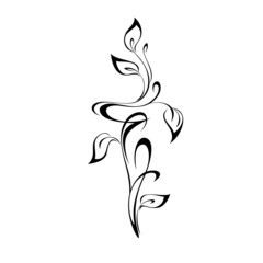 Naklejka premium ornament 1888. unique stylized plant with leaves and curls of black lines on a white background