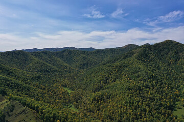 Obraz premium Altai mountains panorama view from drone, hill nature view of russia landscape