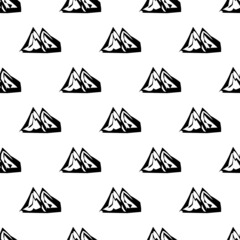 Mountain Icon Seamless Pattern, Raised Landform