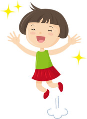 Asian girls happily jumping, SDGs