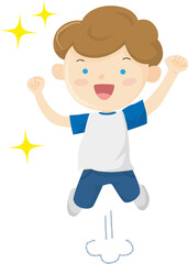 Caucasian boys happily jumping, SDGs