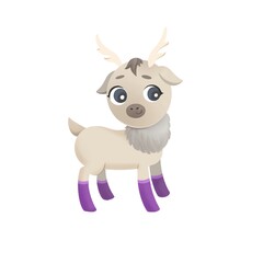 Cartoon baby deer. Digital illustration. White background 