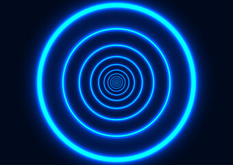 abstract effect design circle blue color tone neon style for background pattern