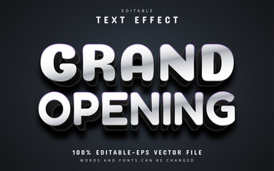 Grand opening text, white 3d text effect