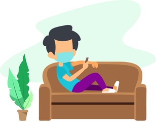 Stay at home for prevention virus vector illustration