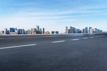 Road and skyline of urban architecture