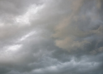 gray sky and black clouds on a rainy day during the rainy season