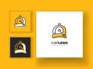 Fototapeta premium Continuous line art drawn cap logo