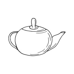 teapot. hand drawn doodle icon. vector, scandinavian, nordic, minimalism, monochrome. kitchen, cozy home, hygge, cafe, hot drink, tea.