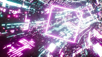 Cyberpunk Concept Light Tunnel 3D Rendering