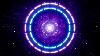 Flying Neon Circle Light in Space