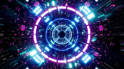 Futuristic Neon Mechanical Technology Tunnel