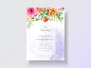 Abstract and floral watercolor wedding invitations