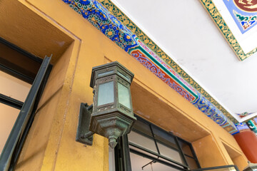 Old chinese style lantern on the wall of Meiling Palace