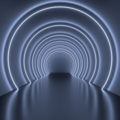 3d rendering science light tunnel