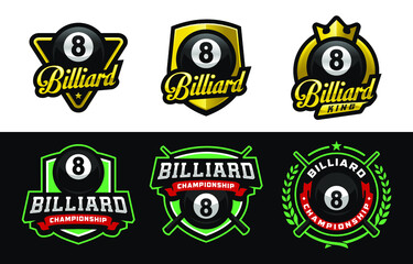 Billiard championship logo designs set