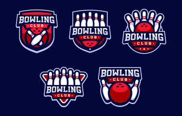 Bowling club logo designs set