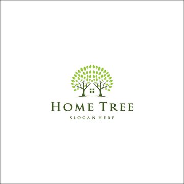 Home Tree Logo. Combination home and double tree