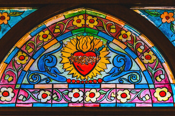 Sacred Heart Stained Glass Maria Sanctuary Auxiliadora Punta Arenas Chile