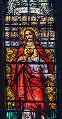 Fototapeta premium Sacred Heart Jesus Stained Glass Maria Sanctuary Auxiliadora Punta Arenas Chile