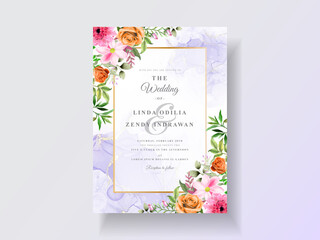 Abstract and floral watercolor wedding invitations