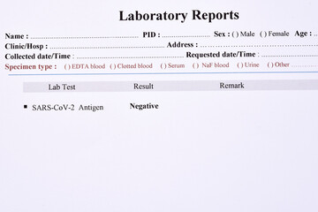 COVID-19 negative test result by using COVID-19 antigen test kit, rapid test method