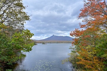 晩秋の大沼越しに見た駒ケ岳の雄姿＠北海道