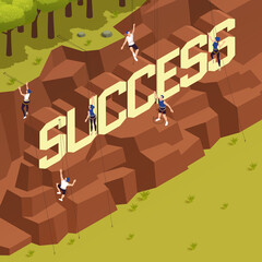 Climbing Wall Success Isometric Composition
