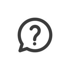 Question mark with speech bubble icon. Help desk, info desk concept icon