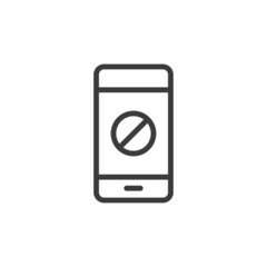 Fototapeta na wymiar Smartphone with error or restriction symbol. No signal, no reception concept.