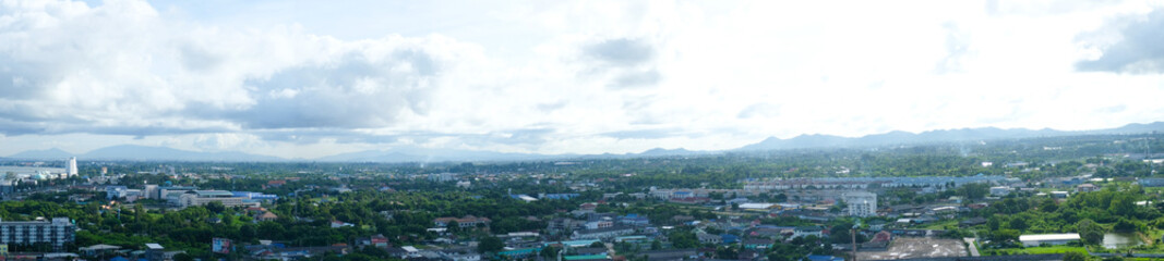 Fototapeta na wymiar Panorama aerial view of Pattaya city in Thailand.