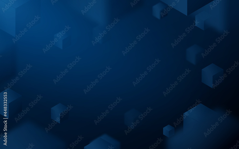 Aufkleber blue abstract 3d geometric box floating on space with futuristic hi-technology background. vector il